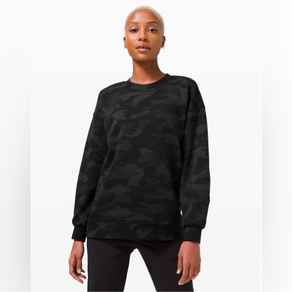 Lululemon Athletica Perfectly Oversized 365 Camo Deep Coal Sweatshirt size 10